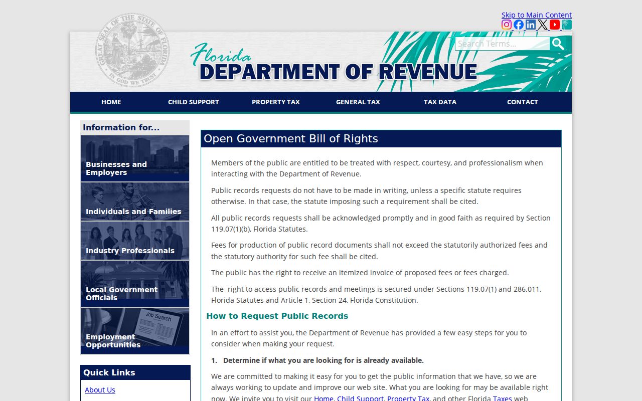Florida public records guidance for St. Johns County residents directory research